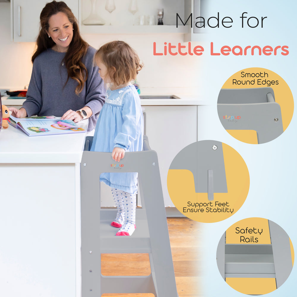 Our Montessori Toddler Tower with adjustable step