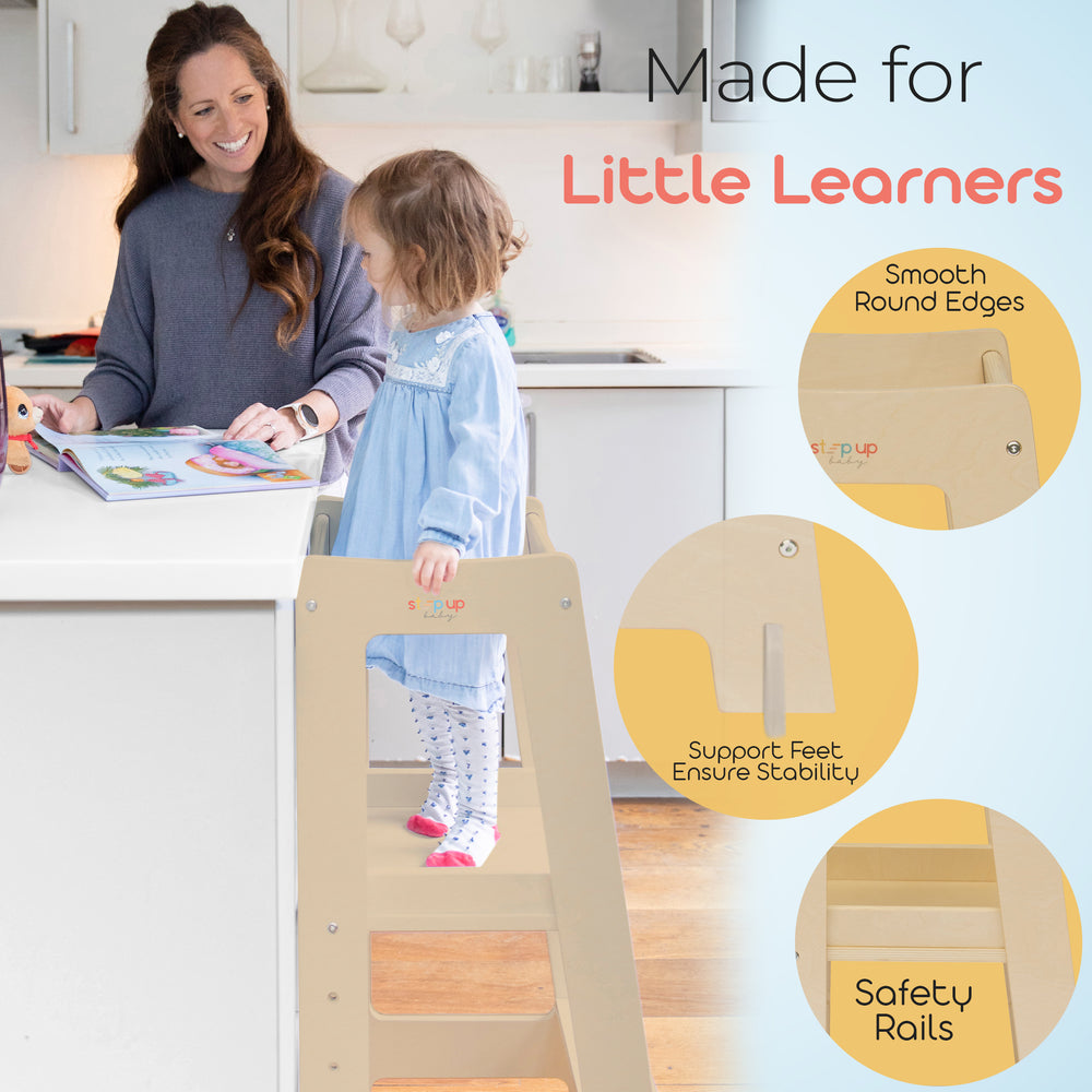 Our Montessori Toddler Tower with adjustable step