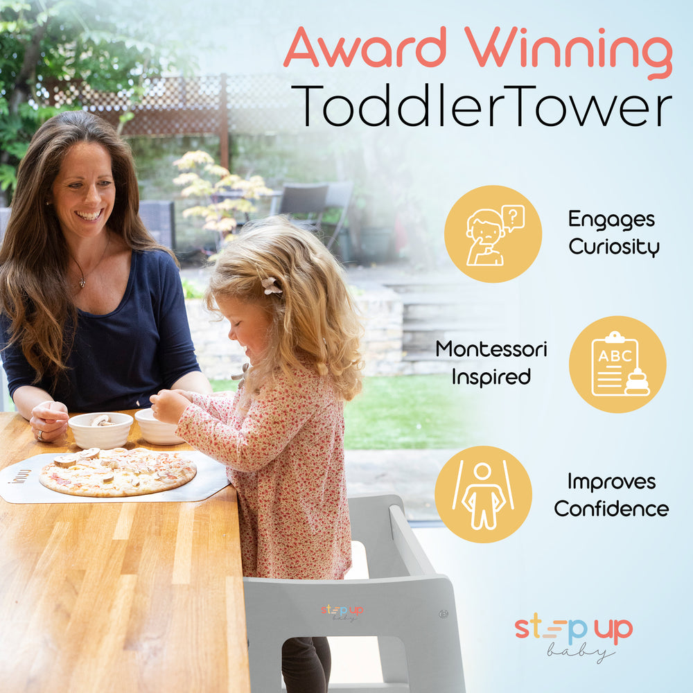 Our Montessori Toddler Tower with adjustable step
