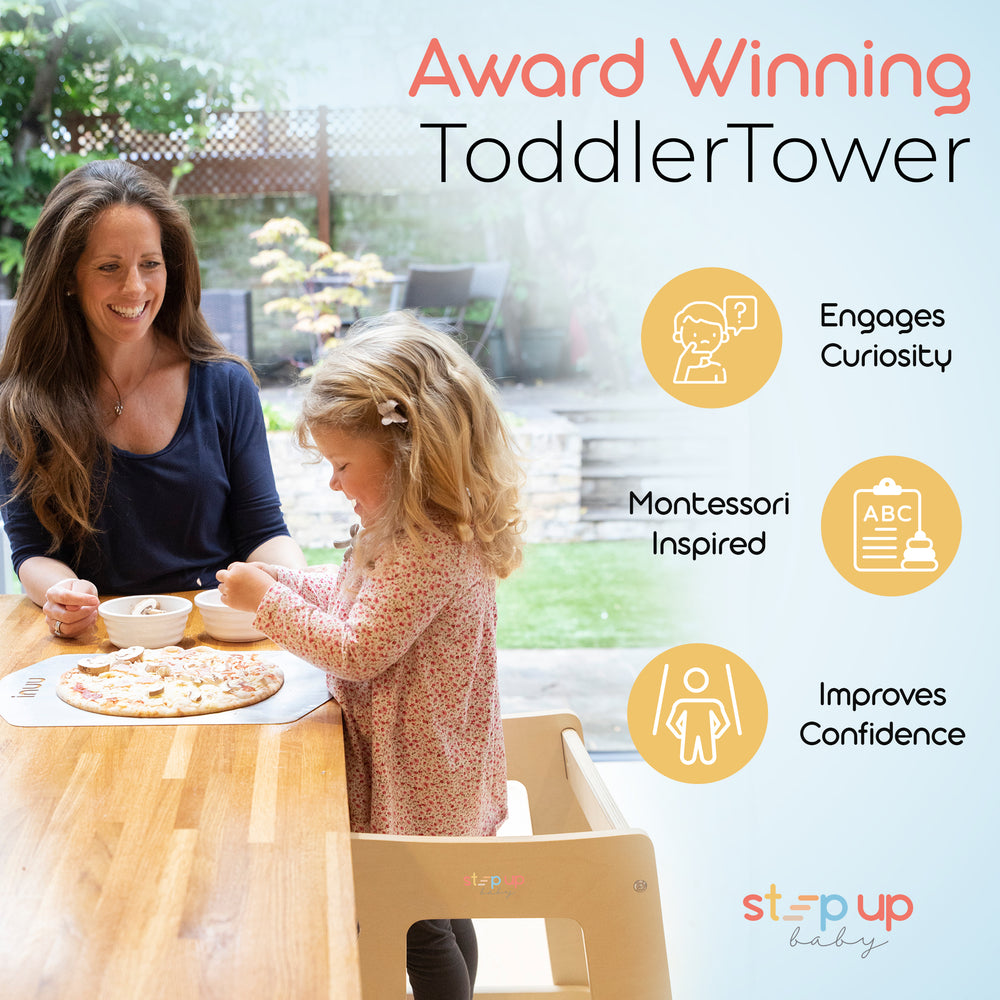 Our Montessori Toddler Tower with adjustable step