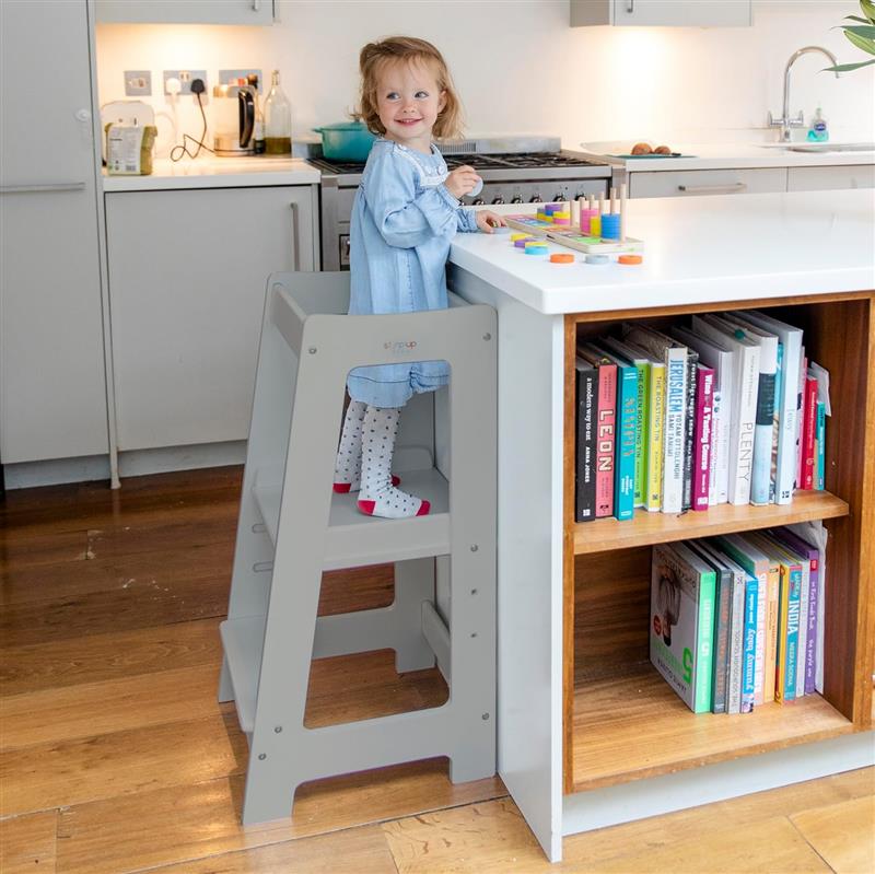 Our Montessori Toddler Tower with adjustable step