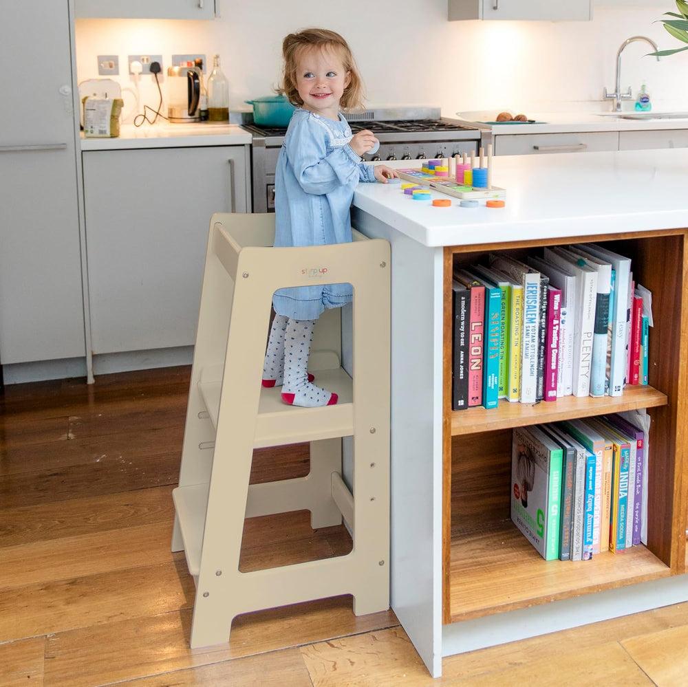 Our Montessori Toddler Tower with adjustable step
