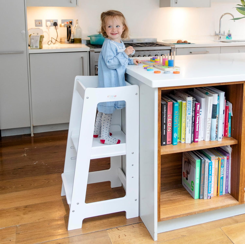 Our Montessori Toddler Tower with adjustable step