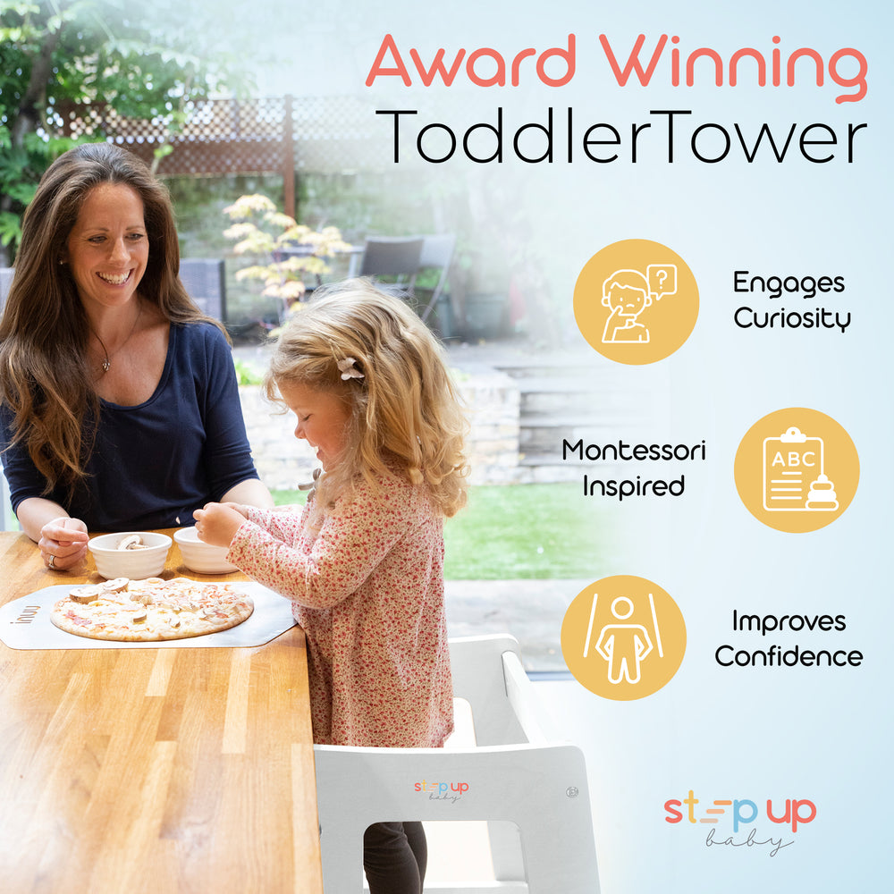 Little chef helper in Stepup Baby Toddler Tower