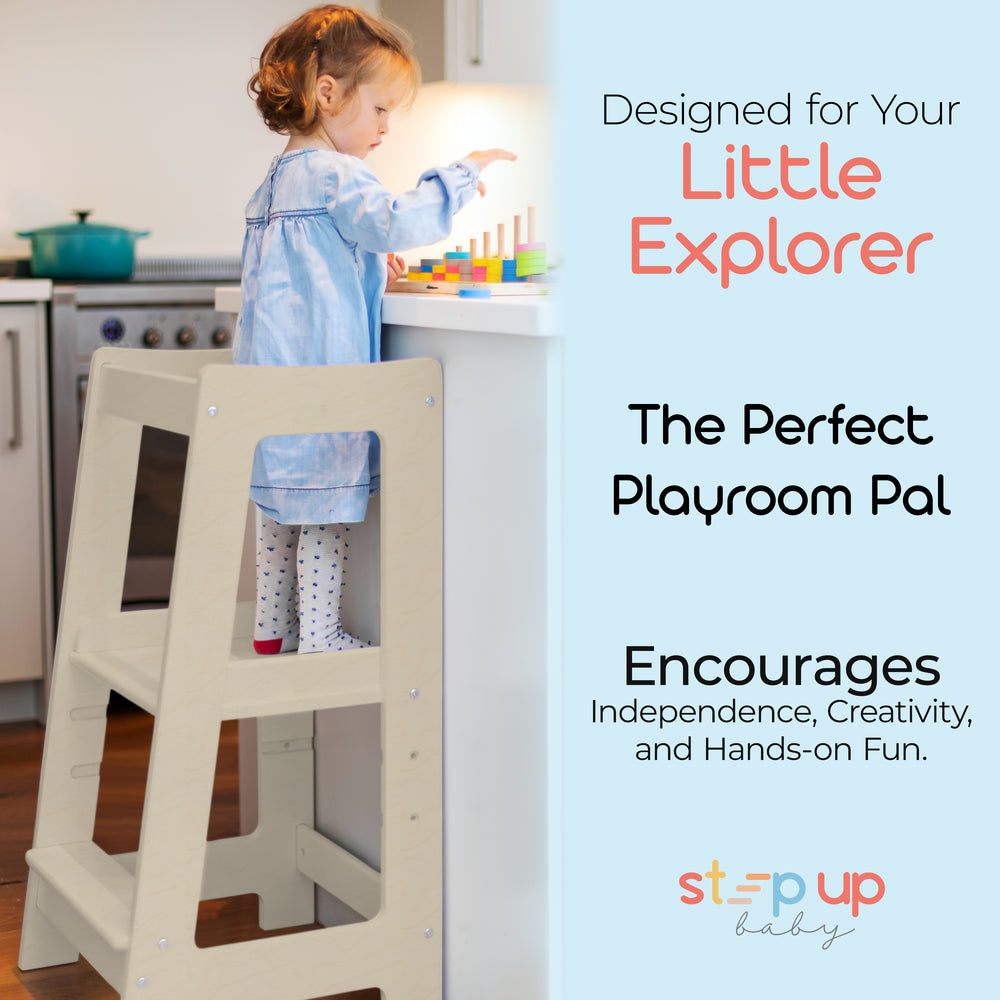 Our Montessori Toddler Tower with adjustable step