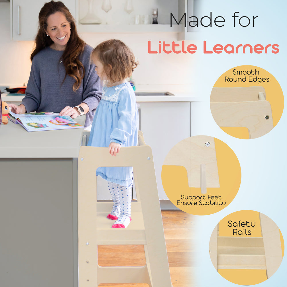 Our Montessori Toddler Tower with adjustable step