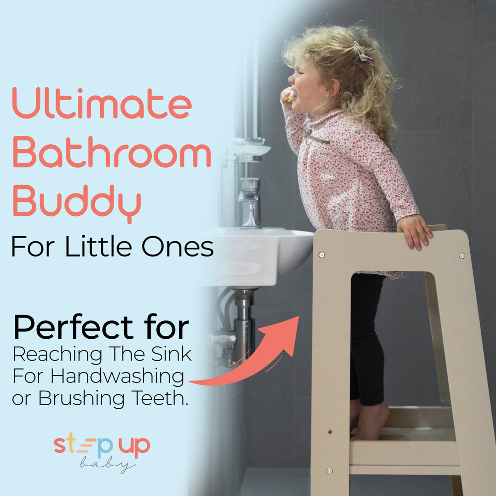 Our Montessori Toddler Tower with adjustable step