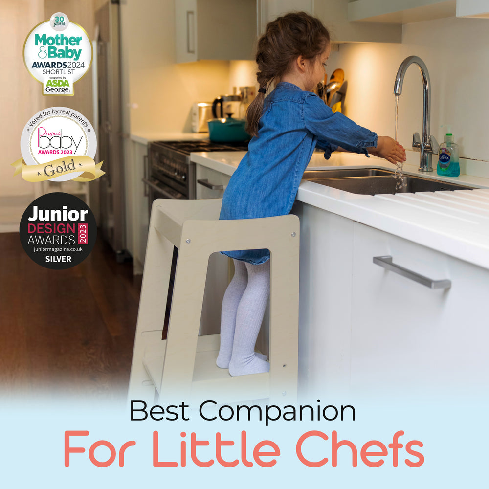 Our Montessori Toddler Tower with adjustable step