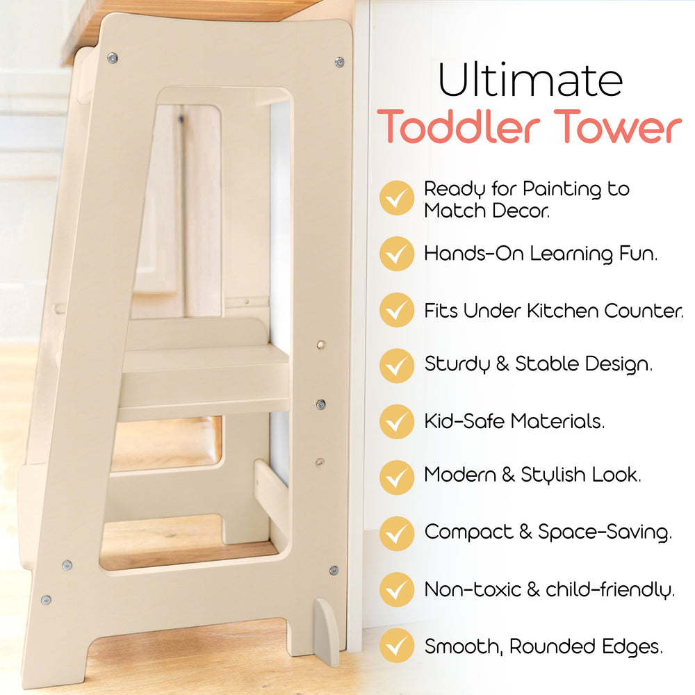 Our Montessori Toddler Tower with adjustable step